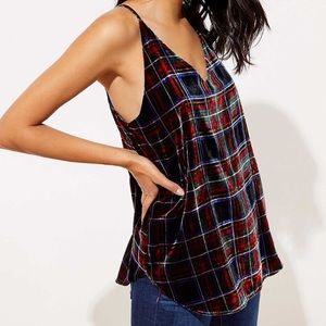 LOFT Plaid Velvet Tank NWT
